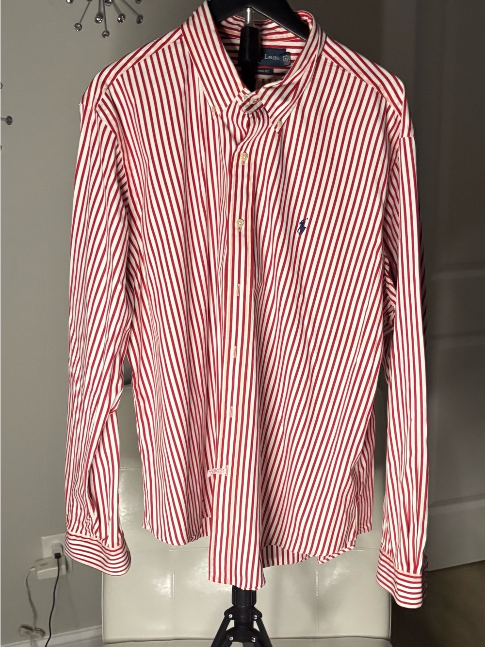 Ralph Lauren Red and White Striped Dress Shirt